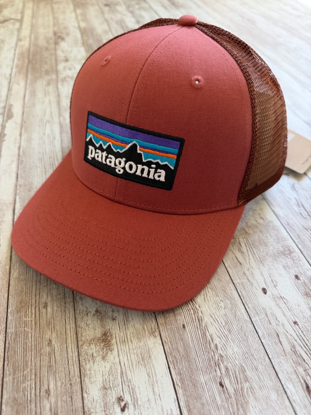 Patagonia Unisex P-6 Logo Trucker Hat One Size Potters Red Mountain Outdoors